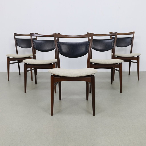 5X Chaise de salle à manger Louis Van Teeffelen, 1960S New Upholstered