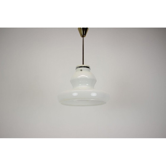 Image 1 of Lampe suspendue vintage en verre et laiton par Napako, Tchécoslovaquie 1960