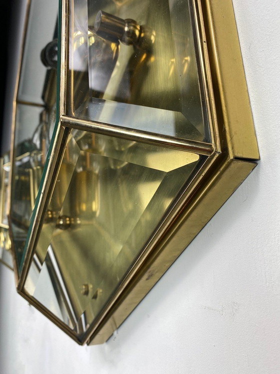 Image 1 of Vintage Hexagone en verre à facettes et laiton -Set-