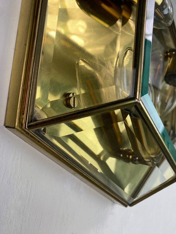 Image 1 of Vintage Hexagone en verre à facettes et laiton -Set-