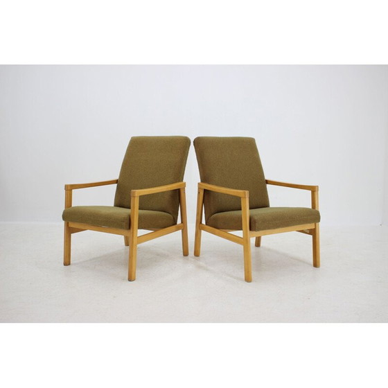 Image 1 of Paire de fauteuils vintage en bois de hêtre, Tchécoslovaquie 1960