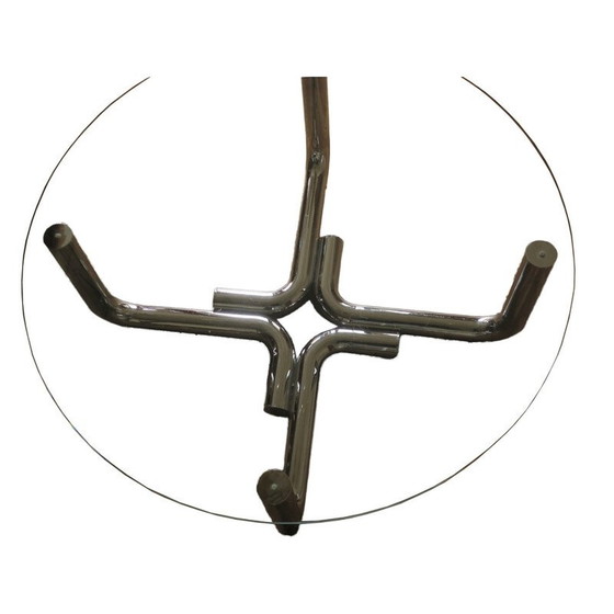 Image 1 of Table basse vintage en tube d'acier et verre, 1960