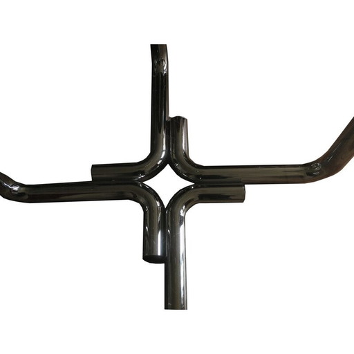 Table basse vintage en tube d'acier et verre, 1960