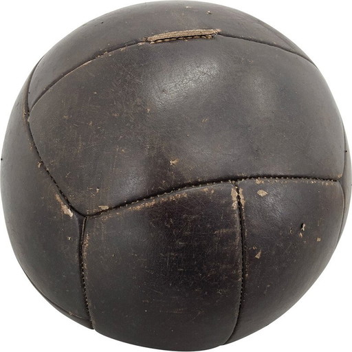 Flacon à pharmacie vintage en cuir noir, Tchécoslovaquie 1930