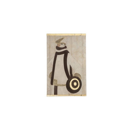 Image 1 of Peinture vintage représentant une femme debout avec son visage vu de trois-quarts, France