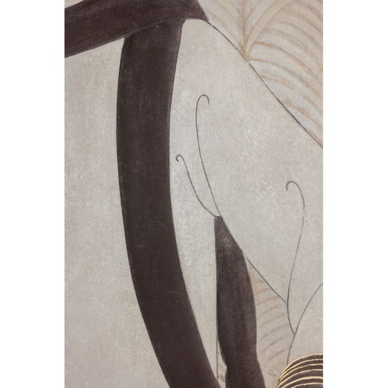 Image 1 of Peinture vintage représentant une femme debout avec son visage vu de trois-quarts, France