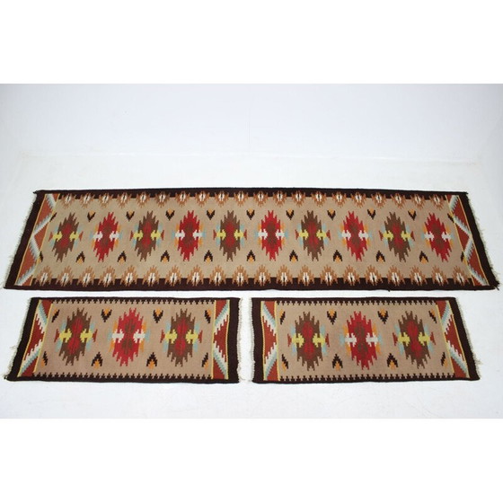 Image 1 of Ensemble de 3 tapis en laine vintage, Tchécoslovaquie 1960