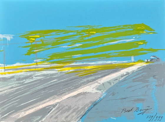 Image 1 of Sérigraphie Bert Bruijn - Voiture de nuit