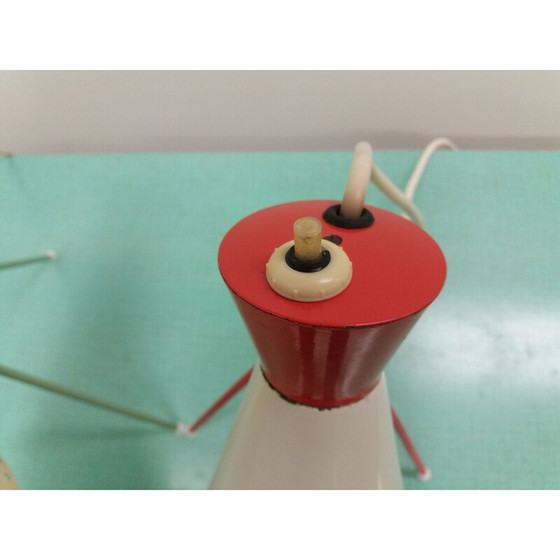 Image 1 of Lampe de table vintage en métal et verre, Tchécoslovaquie 1958
