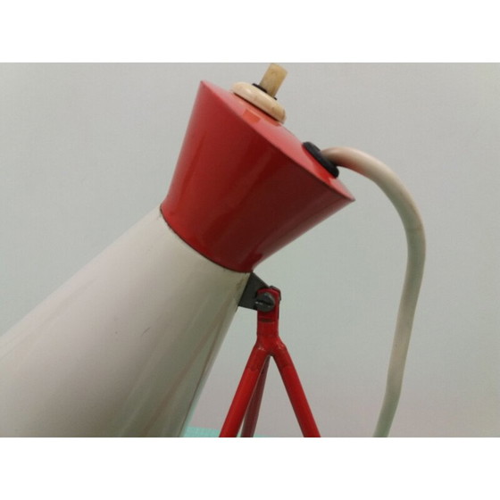 Image 1 of Lampe de table vintage en métal et verre, Tchécoslovaquie 1958