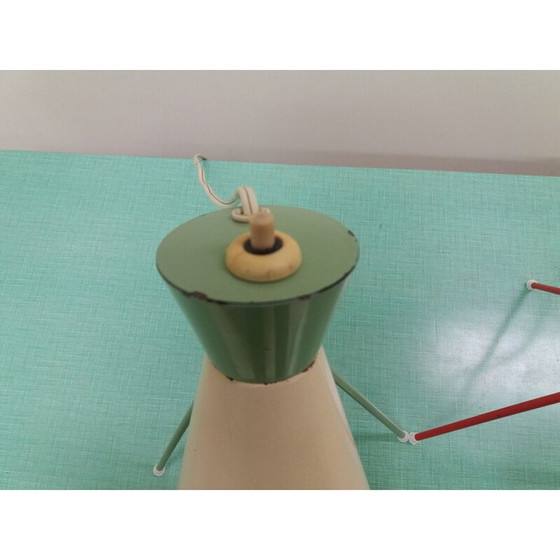 Image 1 of Lampe de table vintage en métal et verre, Tchécoslovaquie 1958