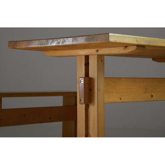 Image 1 of Ensemble de salle à manger vintage en pin, sélection Perriand pour Les Arcs, France 1960