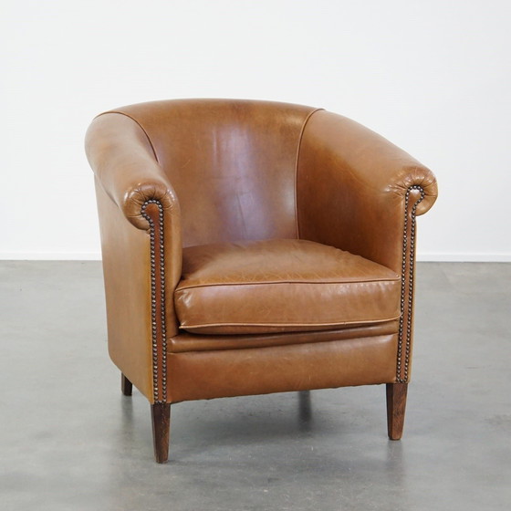 Image 1 of Fauteuil club en cuir de bœuf