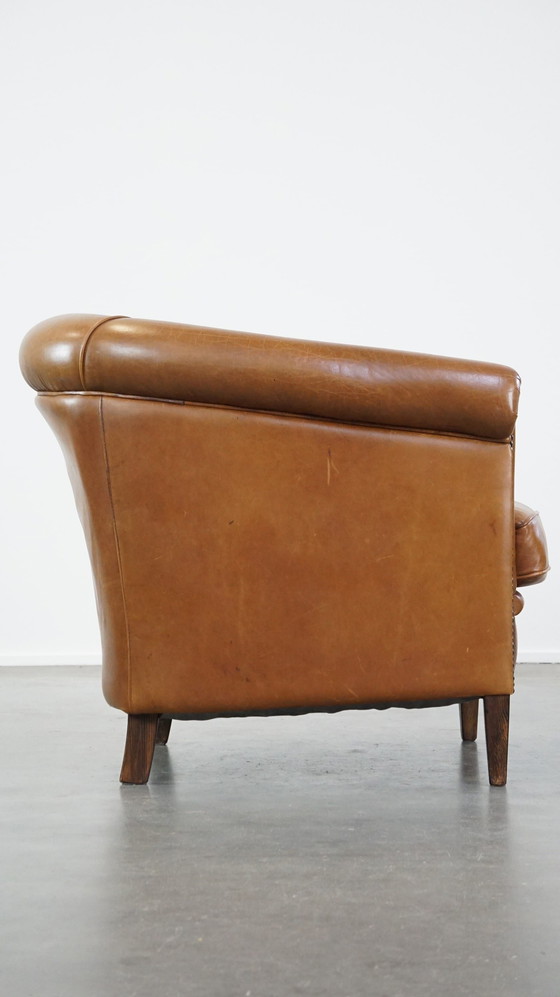 Image 1 of Fauteuil club en cuir de bœuf