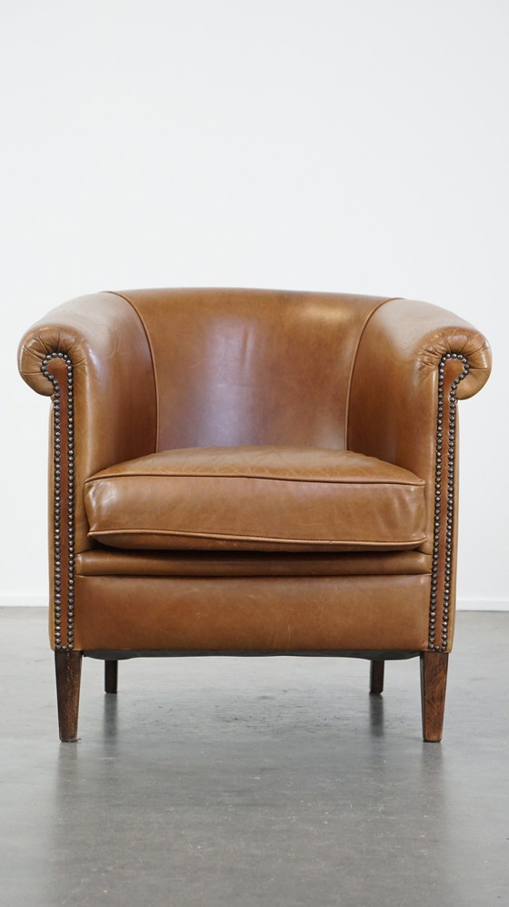 Image 1 of Fauteuil club en cuir de bœuf