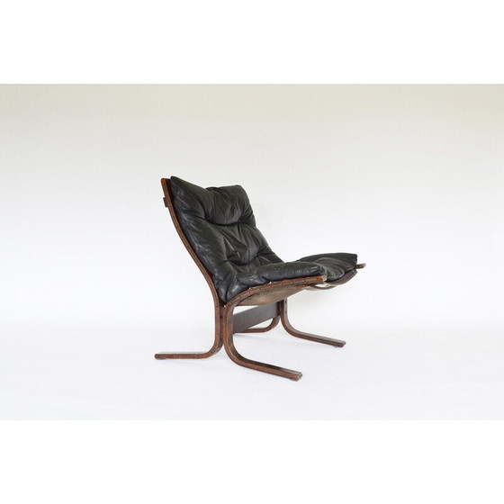 Image 1 of Fauteuil Siesta vintage en cuir noir par Ingmar Relling pour Westnofa, Norvège 1960