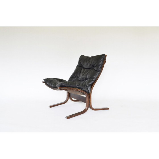 Image 1 of Fauteuil Siesta vintage en cuir noir par Ingmar Relling pour Westnofa, Norvège 1960