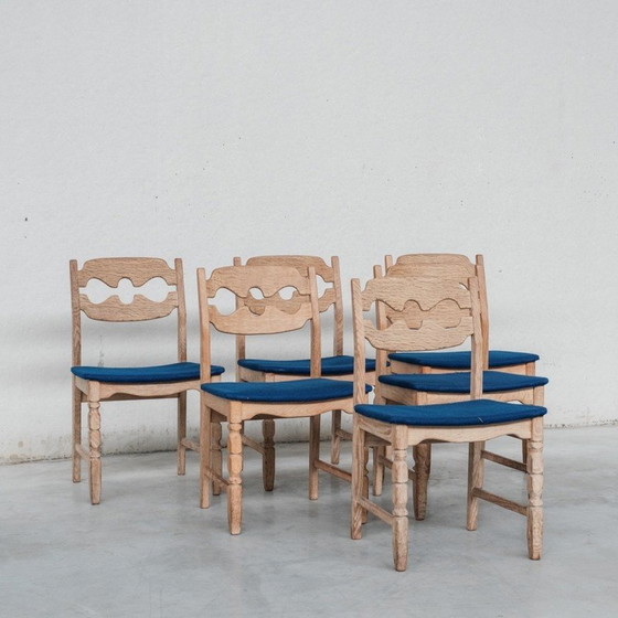 Image 1 of Ensemble de 6 chaises de salle à manger vintage en chêne "Razor back" par Henning Kjaernulf, Danemark 1960