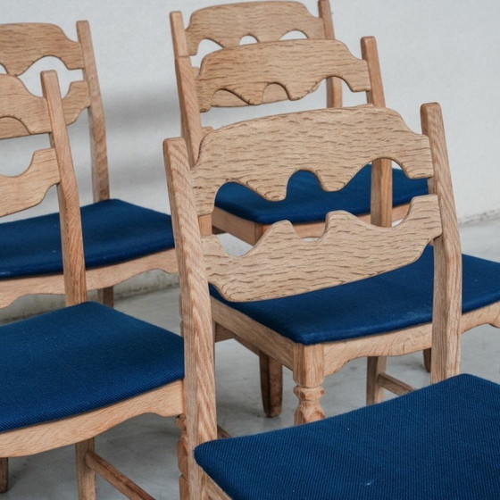 Image 1 of Ensemble de 6 chaises de salle à manger vintage en chêne "Razor back" par Henning Kjaernulf, Danemark 1960