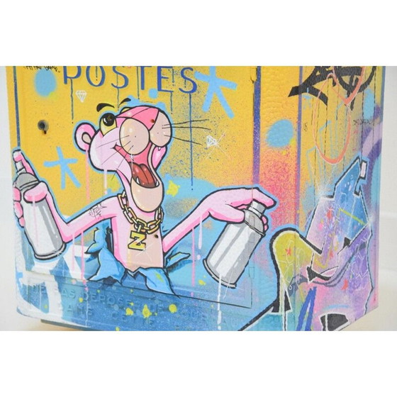 Image 1 of Vintage 3 D Graffiti Letterbox Pink Panther Painting by Zenoy Street Art
