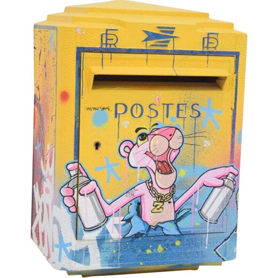 Image 1 of Vintage 3 D Graffiti Letterbox Pink Panther Painting by Zenoy Street Art
