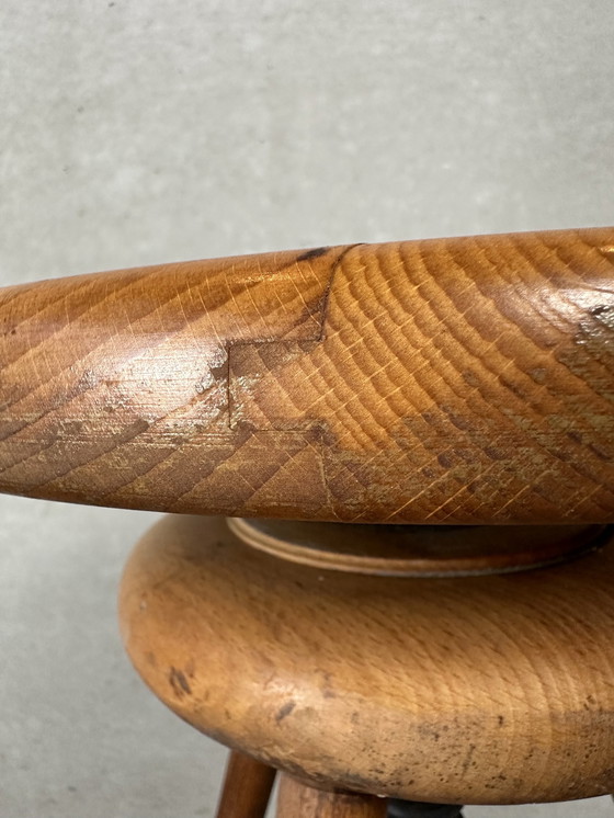 Image 1 of Tabouret réglable industriel vintage - hêtre