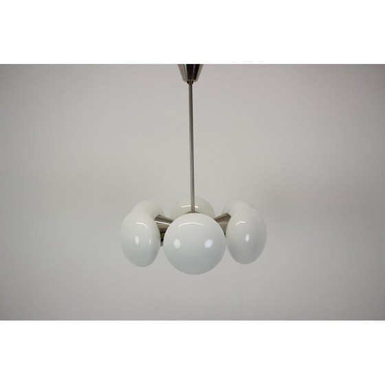 Image 1 of Lustre vintage en laiton et verre par Kamenický Šenov, Tchécoslovaquie 1970