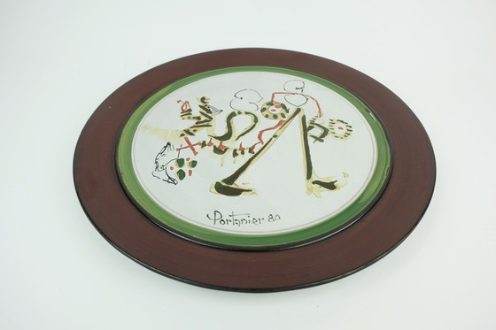 Image 1 of Unique Gilbert Portanier Ceramic Wall Plate Art Ceramic Signed Portanier 80 Vallauris