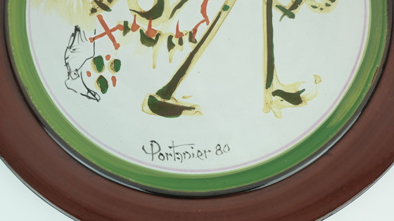 Image 1 of Unique Gilbert Portanier Ceramic Wall Plate Art Ceramic Signed Portanier 80 Vallauris