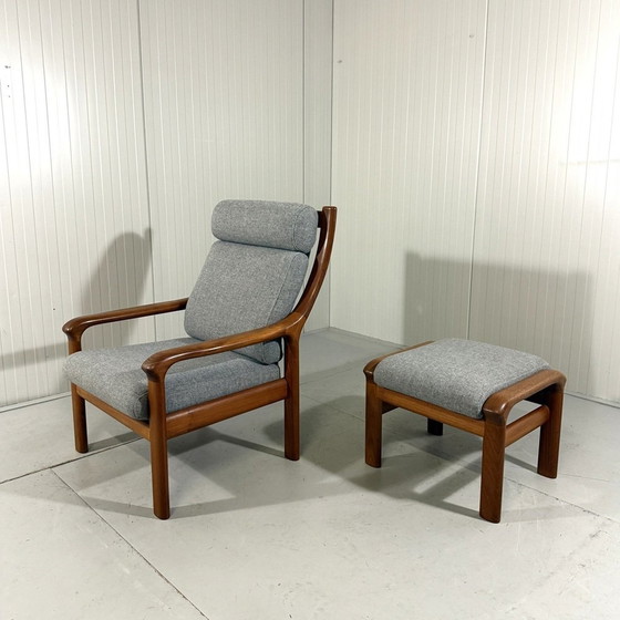 Image 1 of Emc Furniture Teck Armchair & Footstool Denmark 1970's