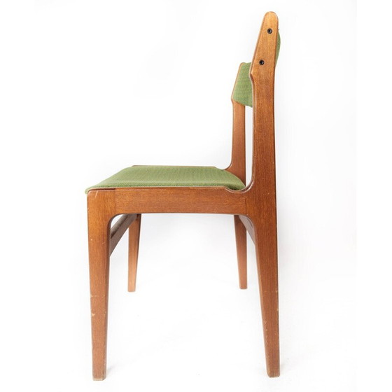 Image 1 of Ensemble de 4 chaises de salle à manger vintage en teck et tapisserie verte par Erik Buch pour O.D Møbler, 1960s