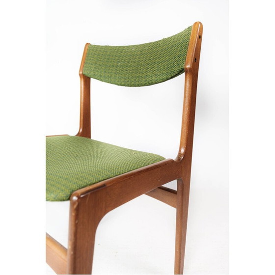 Image 1 of Ensemble de 4 chaises de salle à manger vintage en teck et tapisserie verte par Erik Buch pour O.D Møbler, 1960s