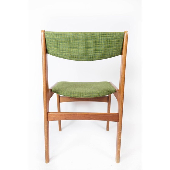 Image 1 of Ensemble de 4 chaises de salle à manger vintage en teck et tapisserie verte par Erik Buch pour O.D Møbler, 1960s