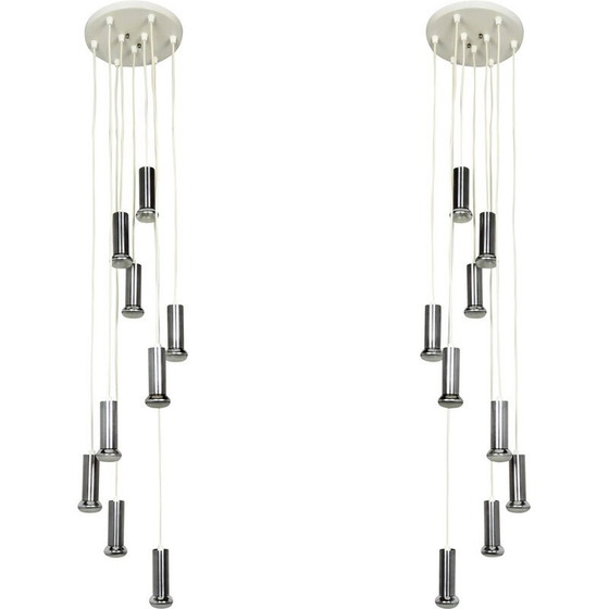 Image 1 of Paire de lampes suspendues vintage en forme de cascade par Raak, 1970