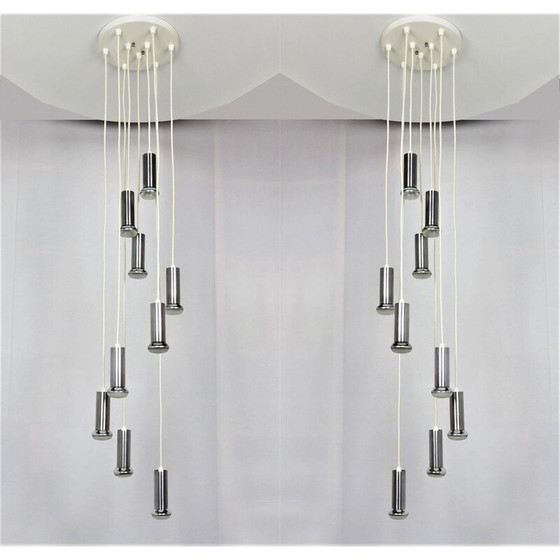 Image 1 of Paire de lampes suspendues vintage en forme de cascade par Raak, 1970