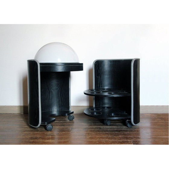 Image 1 of Meuble de bar vintage sur roulettes en bois par Luigi Massoni, Italie 1960