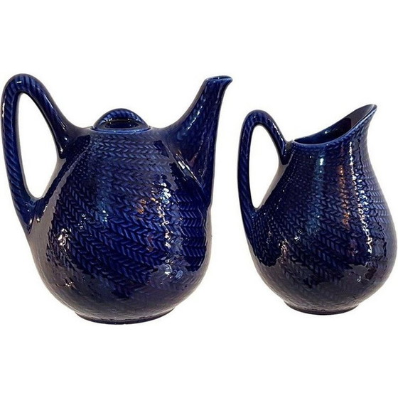 Image 1 of Théière et pot à lait vintage de la série "Blåeld" par Hertha Bengtsson pour Rörstrand, 1950