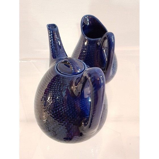 Image 1 of Théière et pot à lait vintage de la série "Blåeld" par Hertha Bengtsson pour Rörstrand, 1950