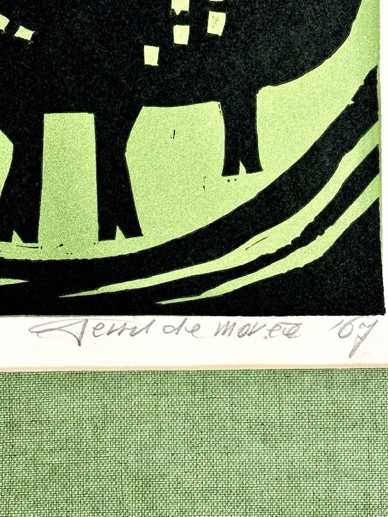 Image 1 of Gerrit De Morée 1909-1981 Rare Lithographie «  Moutons Blancs / Moutons Noirs «  De 1967