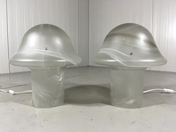 Image 1 of Peill & Putzler Lampes de table en verre avec champignon 1970's