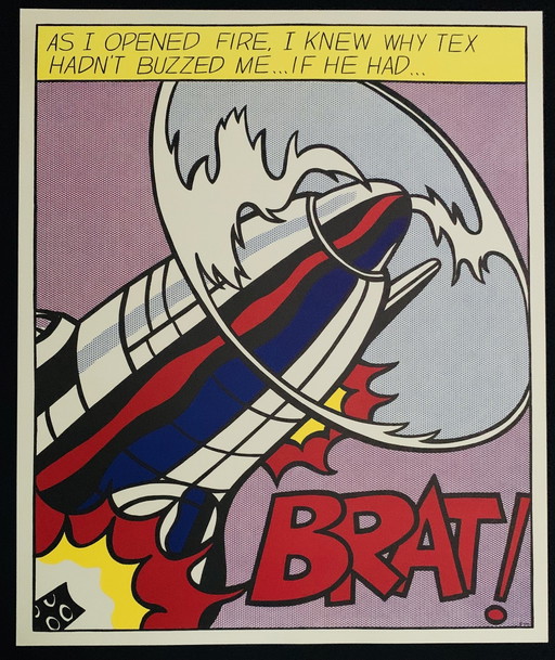 Roy Lichtenstein : "Triptyque, As I Opened Fire". Poster Triptyque de papier très épais en qualité sérigraphique.