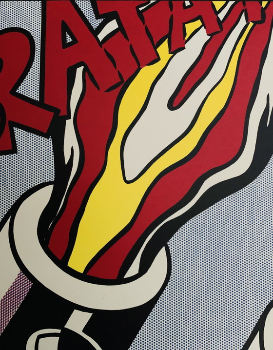 Image 1 of Roy Lichtenstein : "Triptyque, As I Opened Fire". Poster Triptyque de papier très épais en qualité sérigraphique.