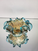Coupe de Murano Ercole Barovier, forme organique en verre de Murano transparent avec feuille d'or 24 carats, Italie