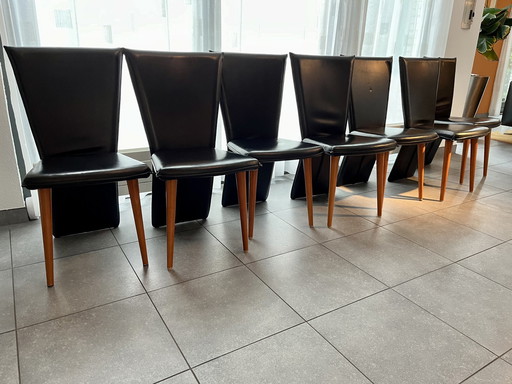 8x Chaises de salle à manger en cuir Interstar