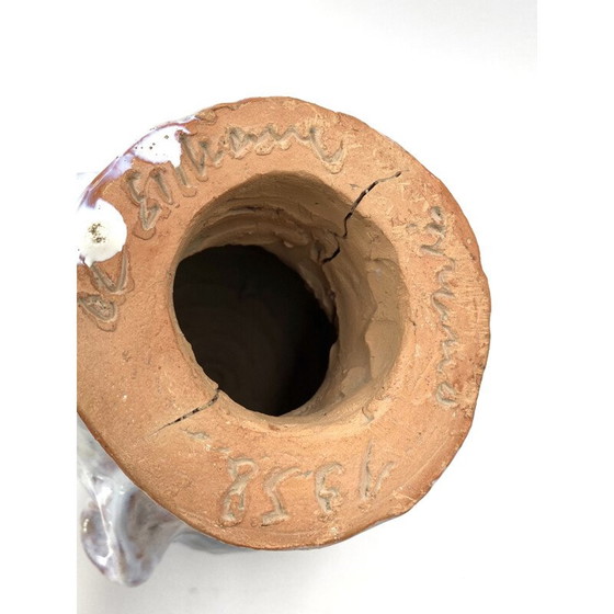 Image 1 of Sculpture vintage de tête de garçon en argile émaillée, France 1958