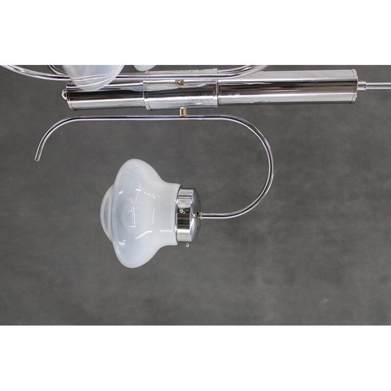 Image 1 of Lustre vintage en chrome et verre de Murano, Italie 1960
