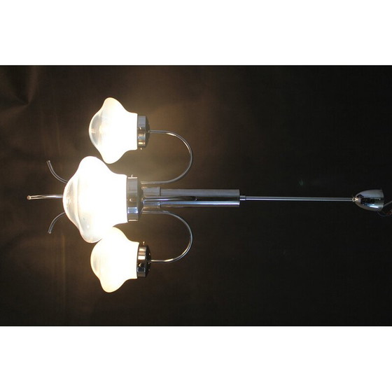 Image 1 of Lustre vintage en chrome et verre de Murano, Italie 1960