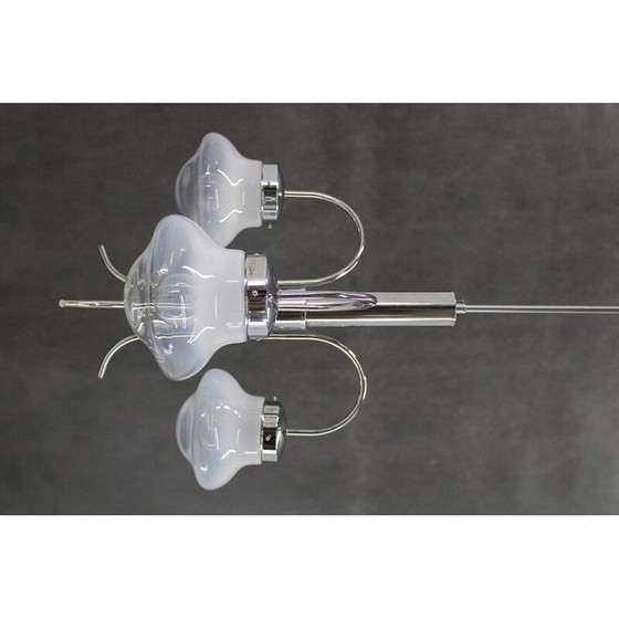 Image 1 of Lustre vintage en chrome et verre de Murano, Italie 1960