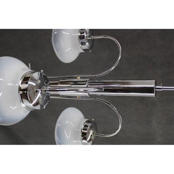 Image 1 of Lustre vintage en chrome et verre de Murano, Italie 1960