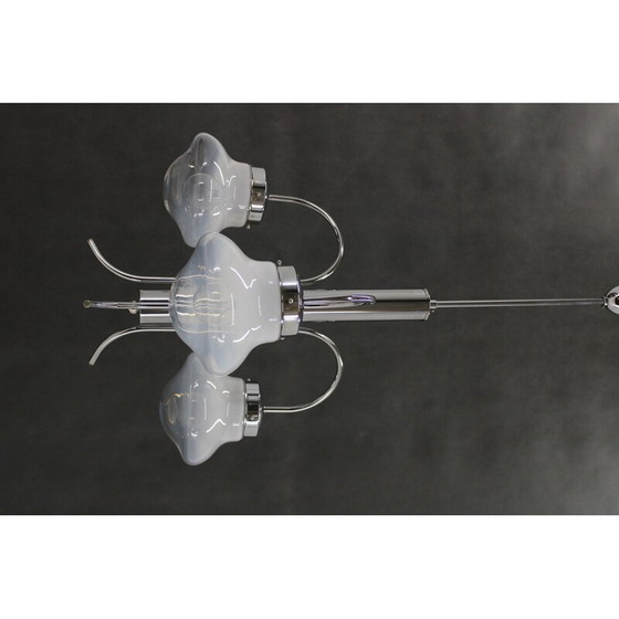 Image 1 of Lustre vintage en chrome et verre de Murano, Italie 1960